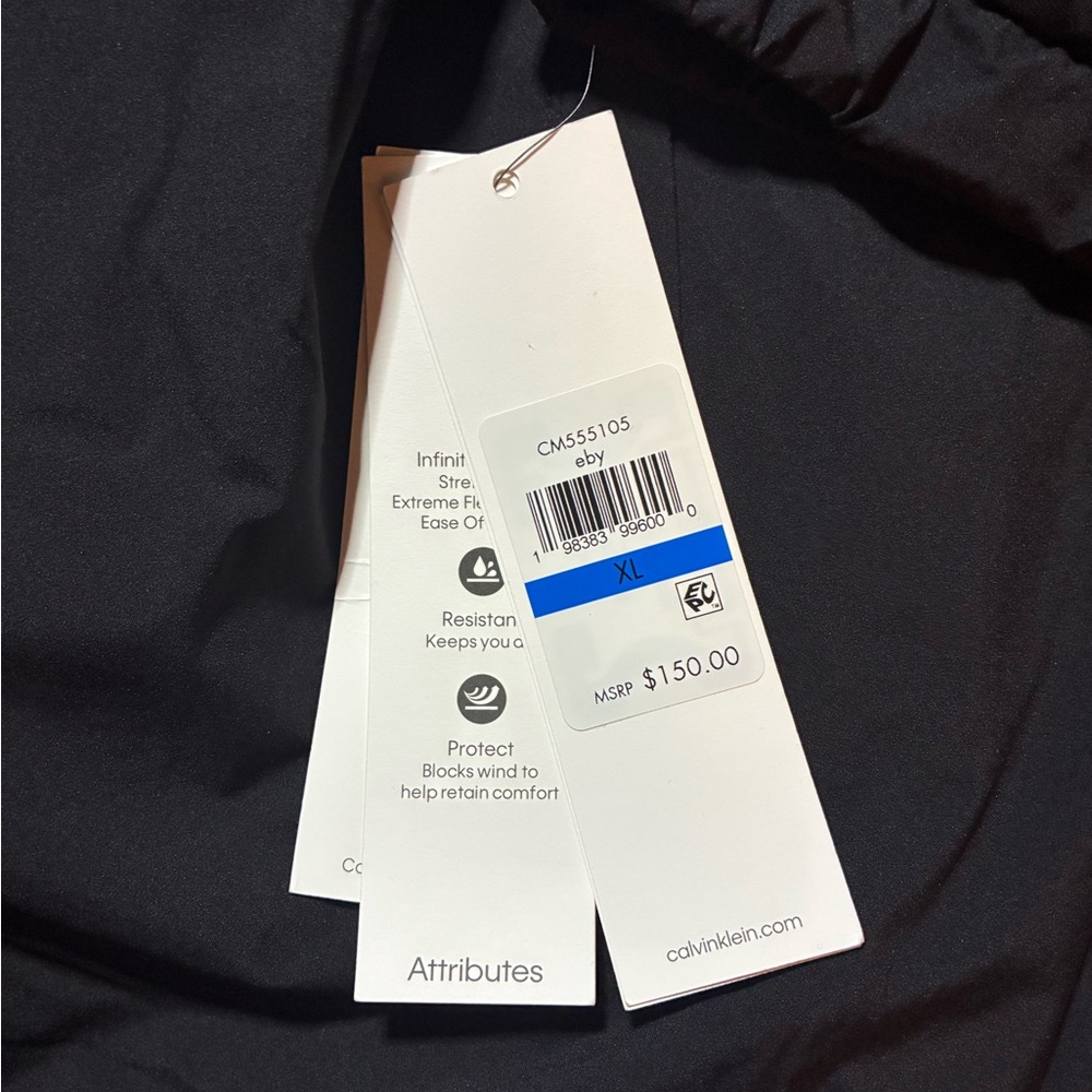 Calvin Klein Mens XL Infinite Stretch Hooded Black Wind Breaker Jacket NWT - Picture 2 of 4